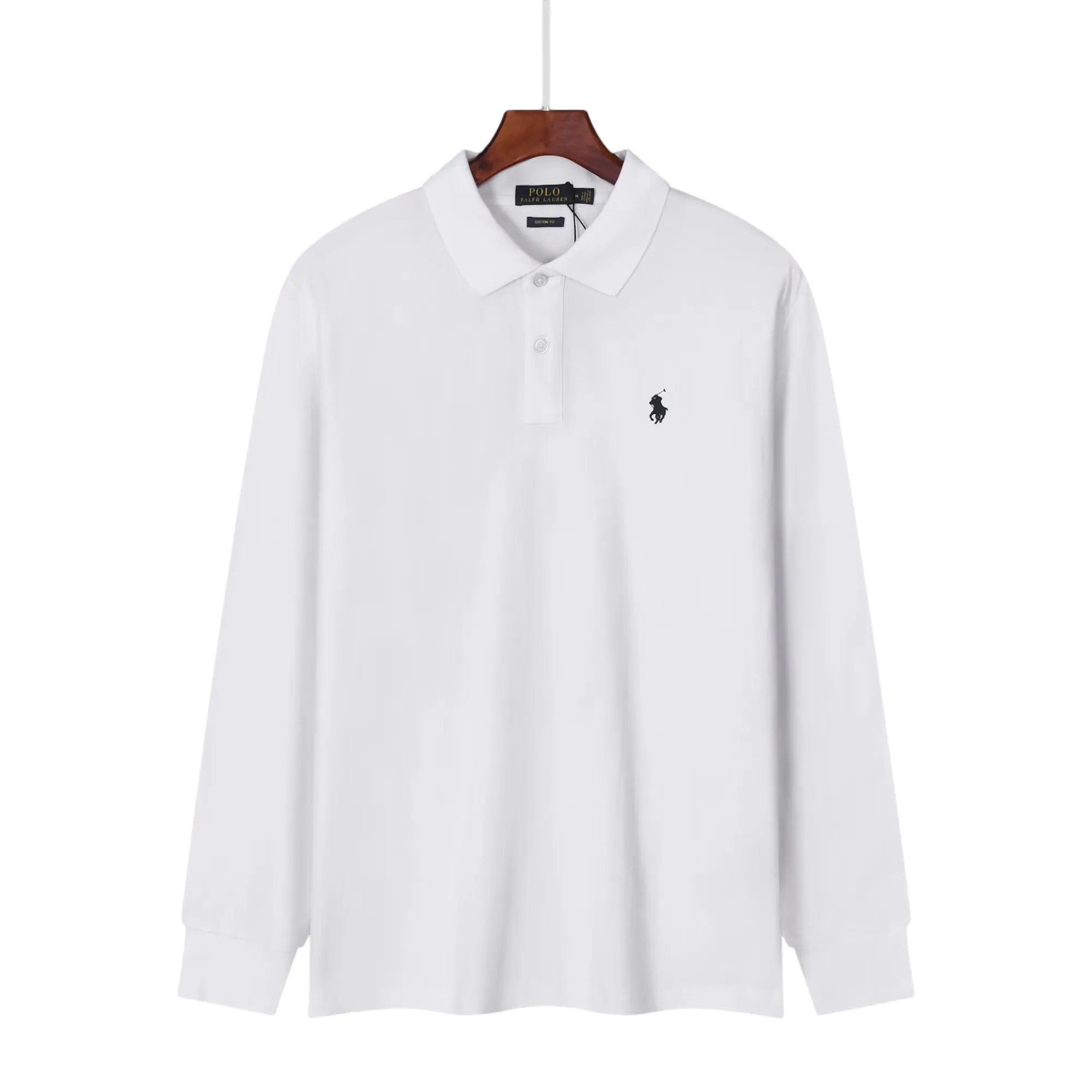 P160 2650#RL Ralph Lauren pony lapel long-sleeved polo shirt Color: Black White Gray Royal Blue Size: M-XXL Fabric: 230g stretch piqué cotton